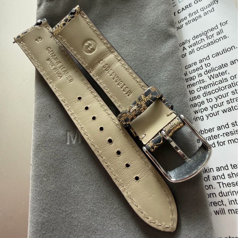 Michele Black and Gold Lace Leather Watch Strap - 18mm - Picture 7 of 16